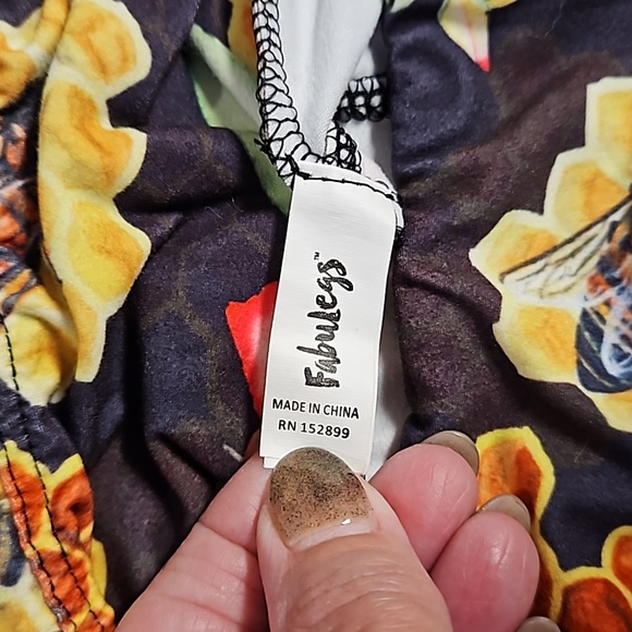 FABULEGS honeycomb bumble bee rose pattern leggings Small EUC - Picture 4 of 10